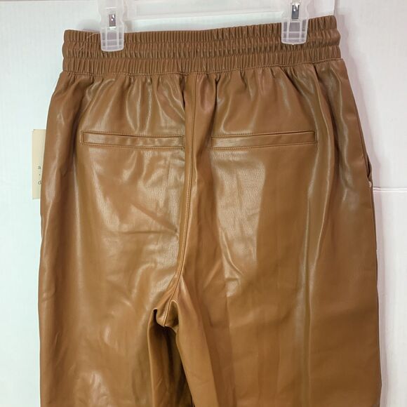 A New Day Women's High Rise Faux Leather Tapered Ankle Pull On Pants Brown XS - Picture 6 of 6